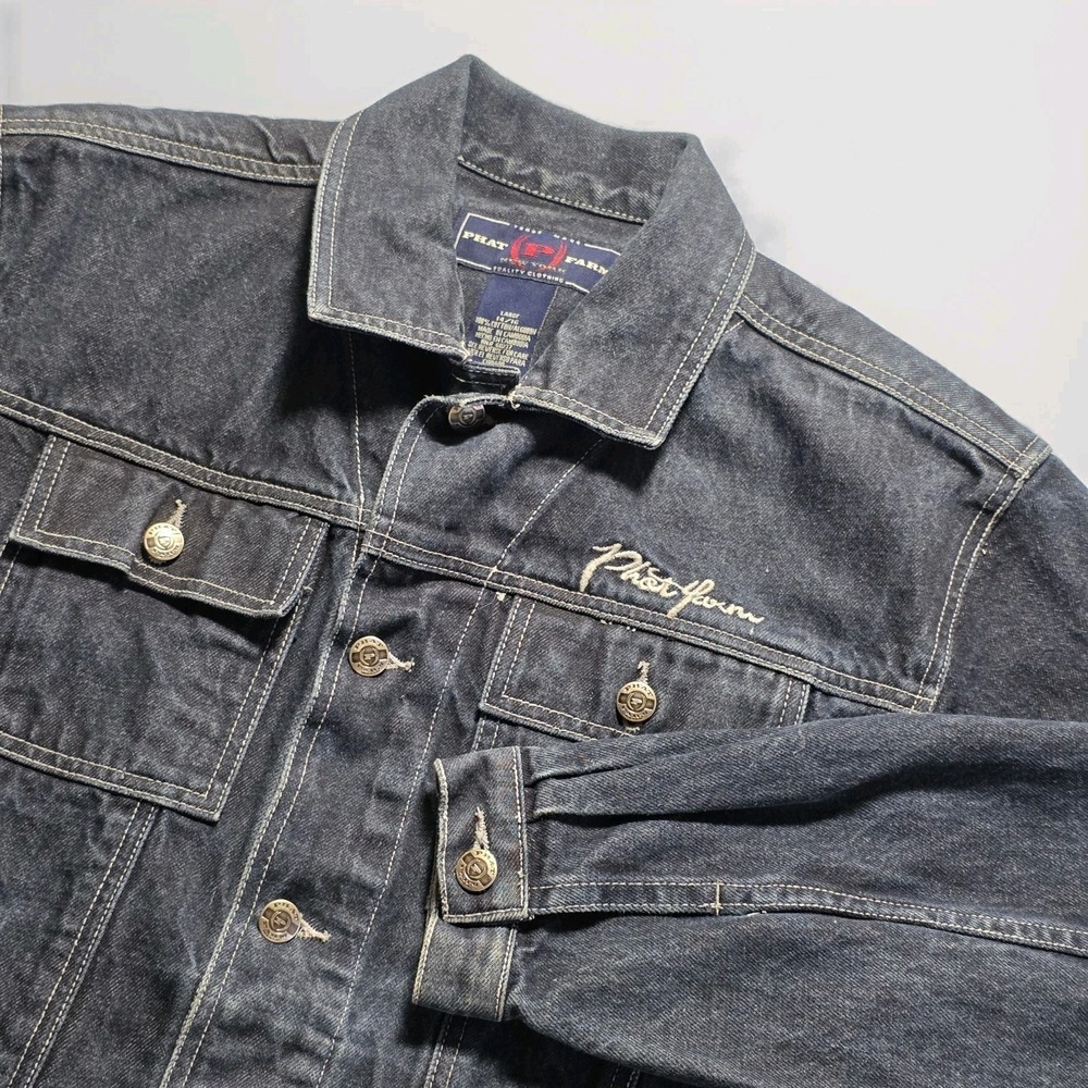 Vintage 90s Y2k‎ Phat Farm New York Men's Large Denim Trucker Jacket Embroidered